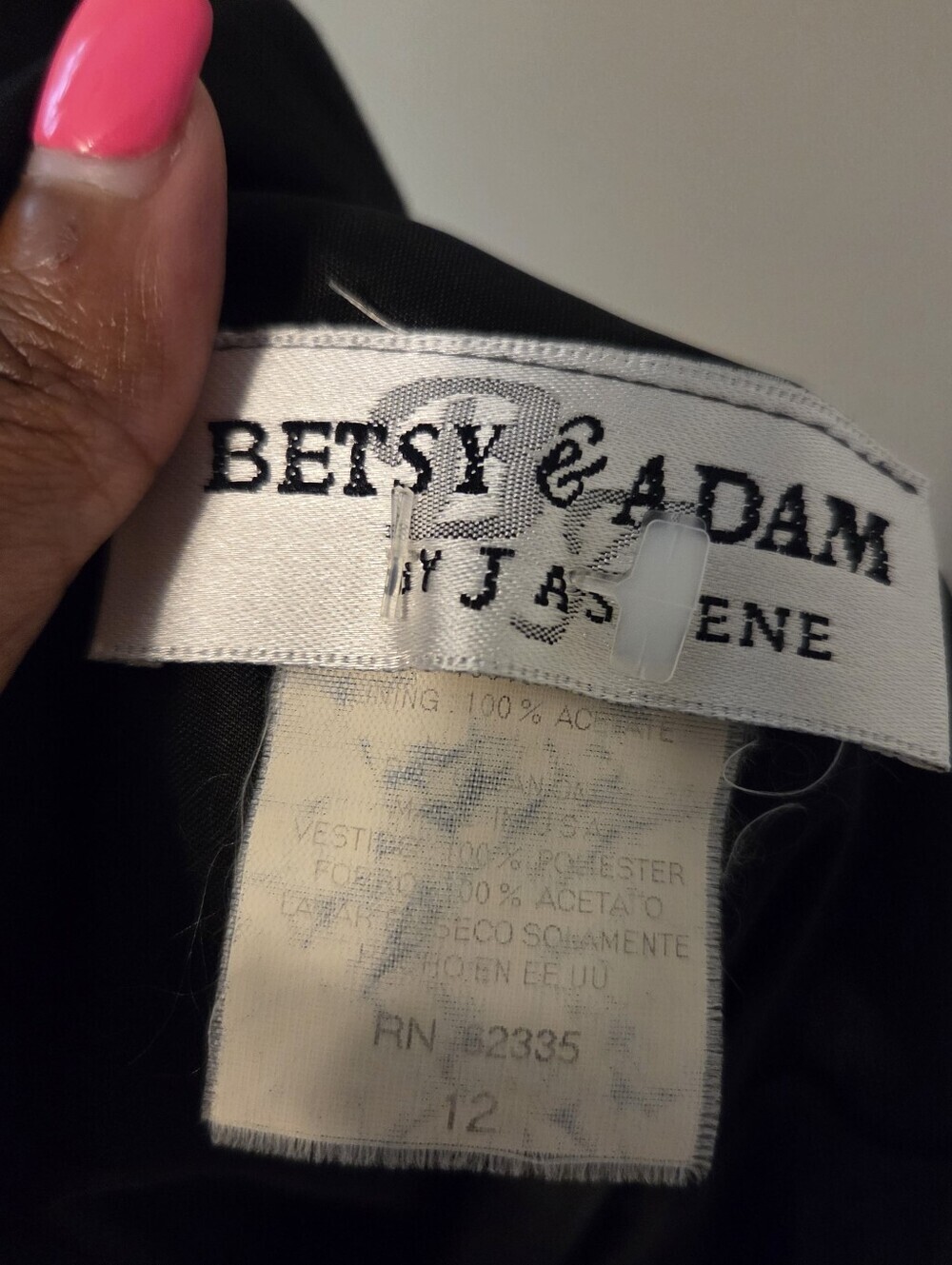 Vintage Betsy & Adam by Jaslene Black Prom Dress  Draped Neckline Formal Sz 12 - Picture 8 of 9